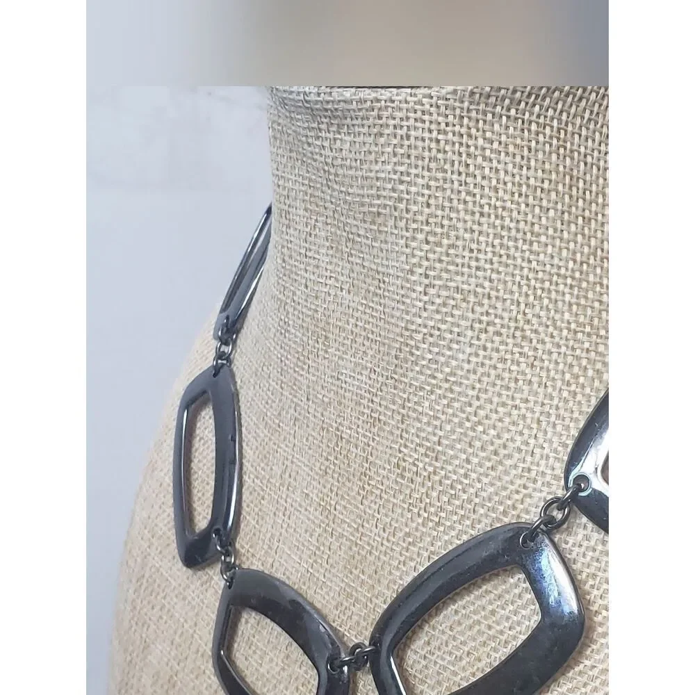 DANA BUCHMAN Gunmetal Geometric Statement Necklace